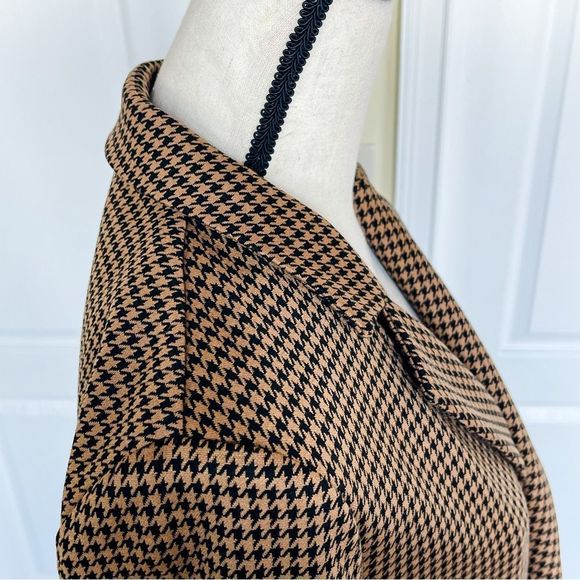 Ann Taylor Size 00 Houndstooth Caramel Brown Gold Button Side Pocket Winter Coat - Picture 9 of 14